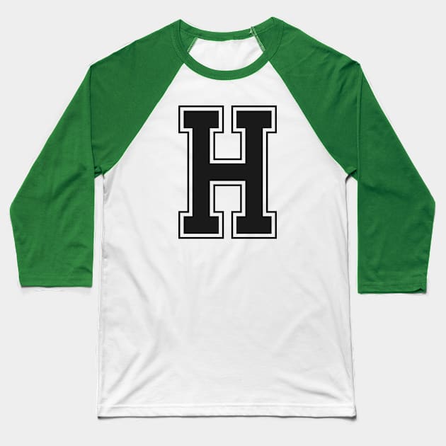 Monogram Black Yellow College House Initial H Baseball T-Shirt by redhomestead